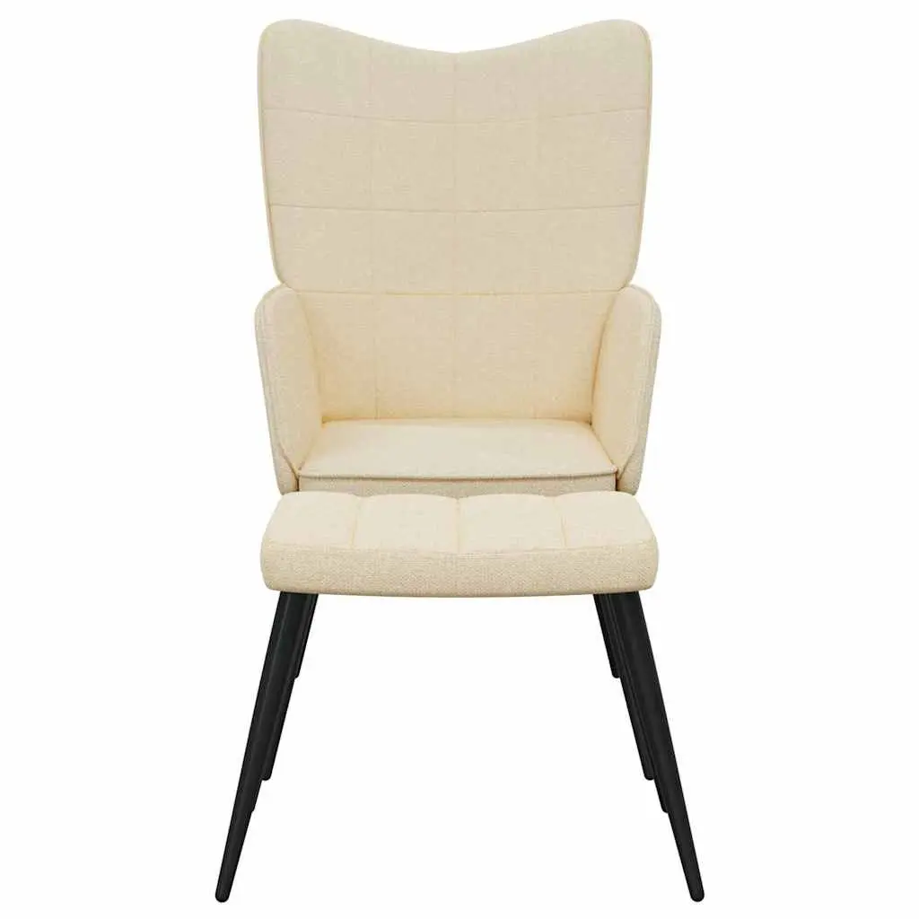 Cream Armchair with Stool