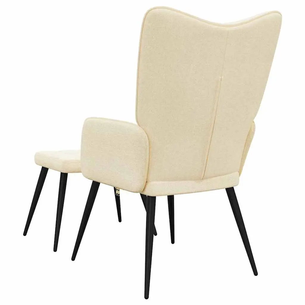 Cream Armchair with Stool