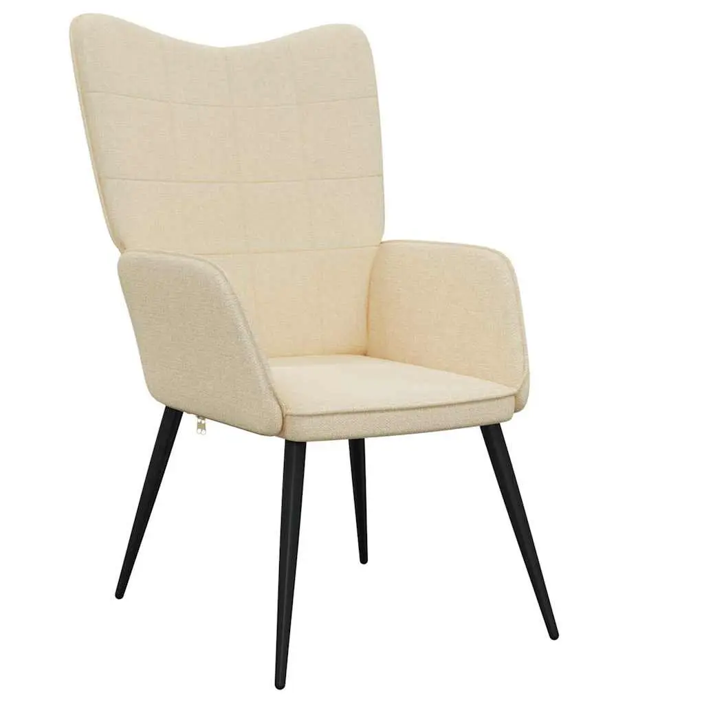 Cream Armchair with Stool