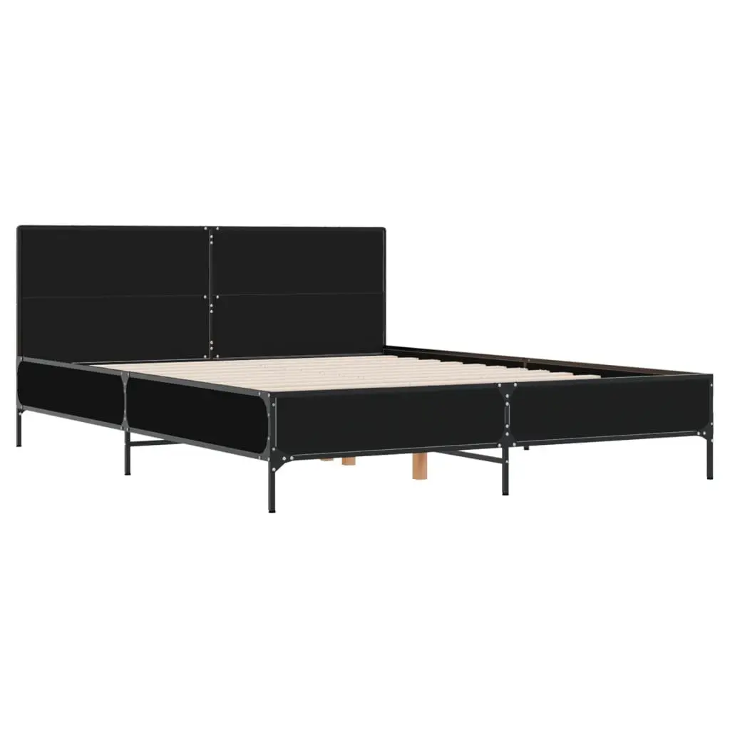Black Bed Frame 150x200 cm with Headboard