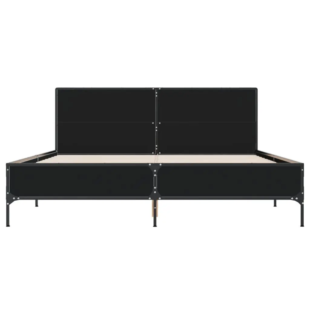 Black Bed Frame 150x200 cm with Headboard