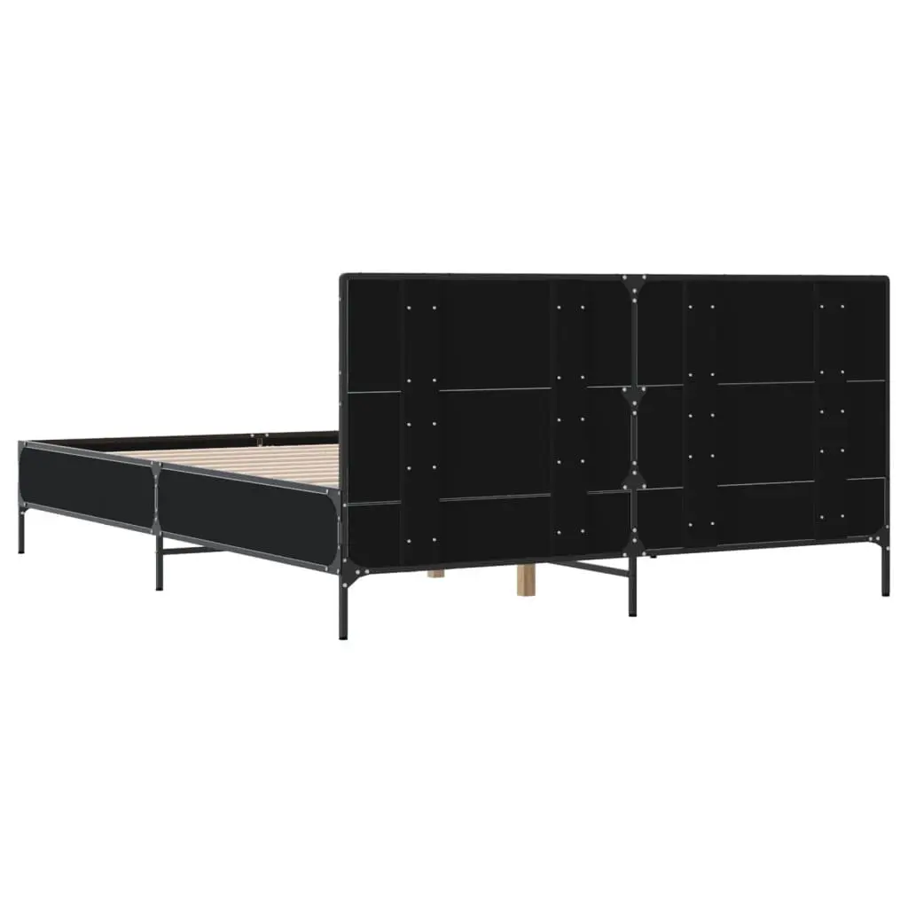 Black Bed Frame 150x200 cm with Headboard