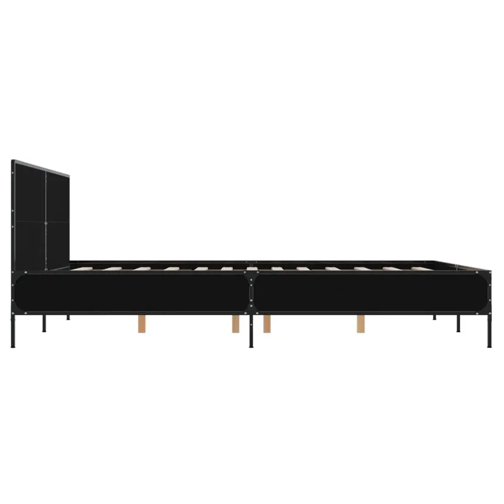 Black Bed Frame 150x200 cm with Headboard