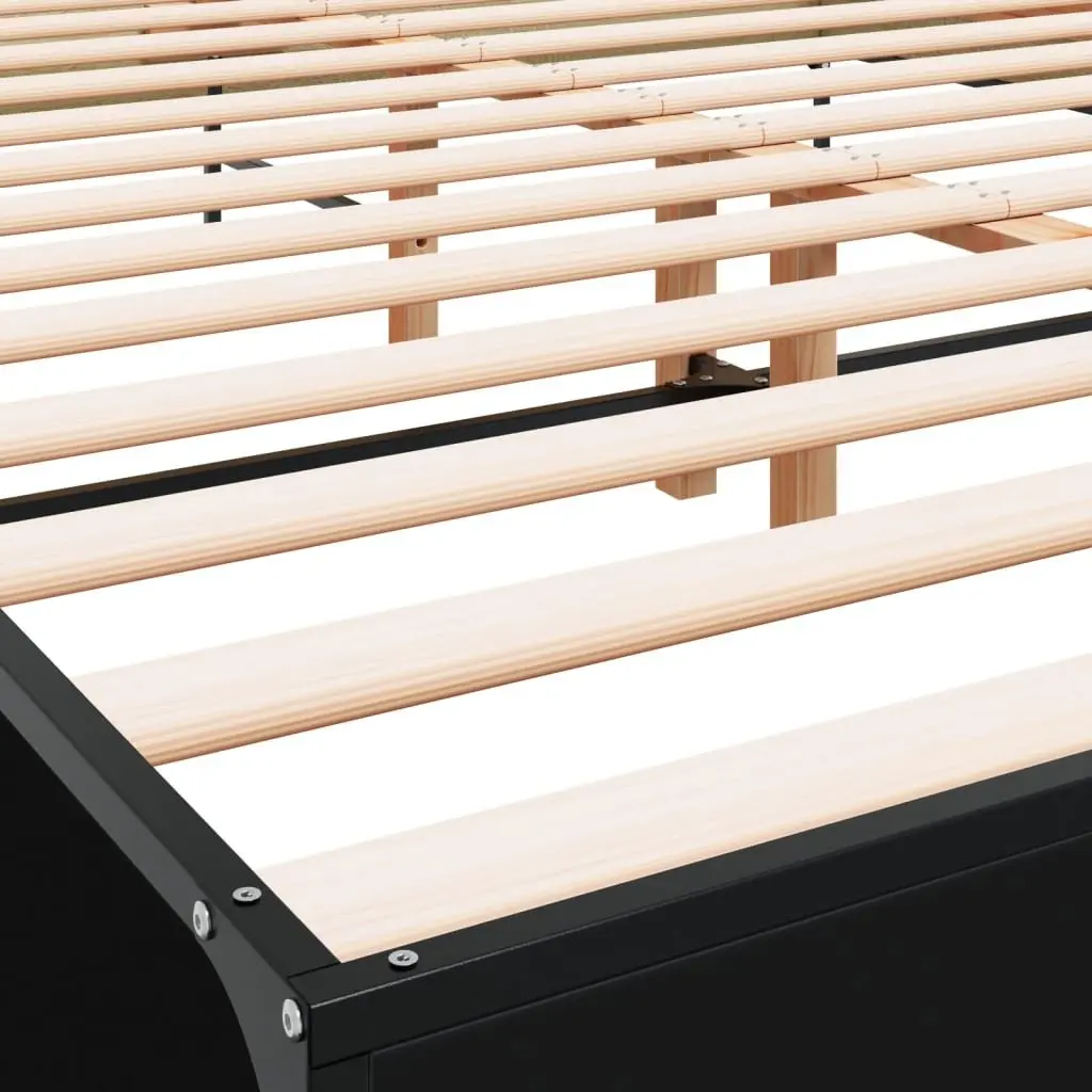Black Bed Frame 150x200 cm with Headboard