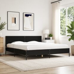 Reliable Black King Bed Frame 183x203 cm with Solid Support