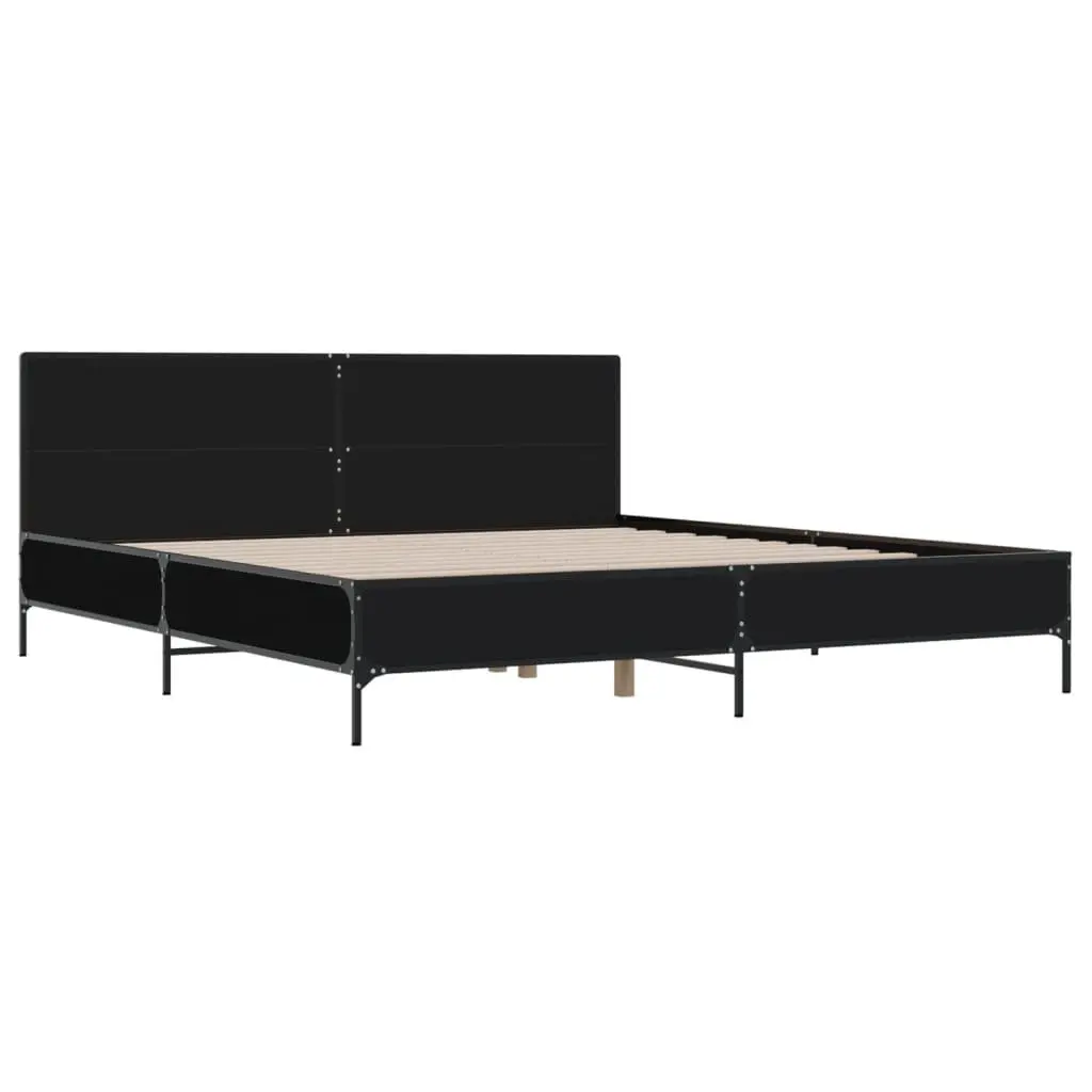 Black King Bed Frame 183x203 cm with Solid Support