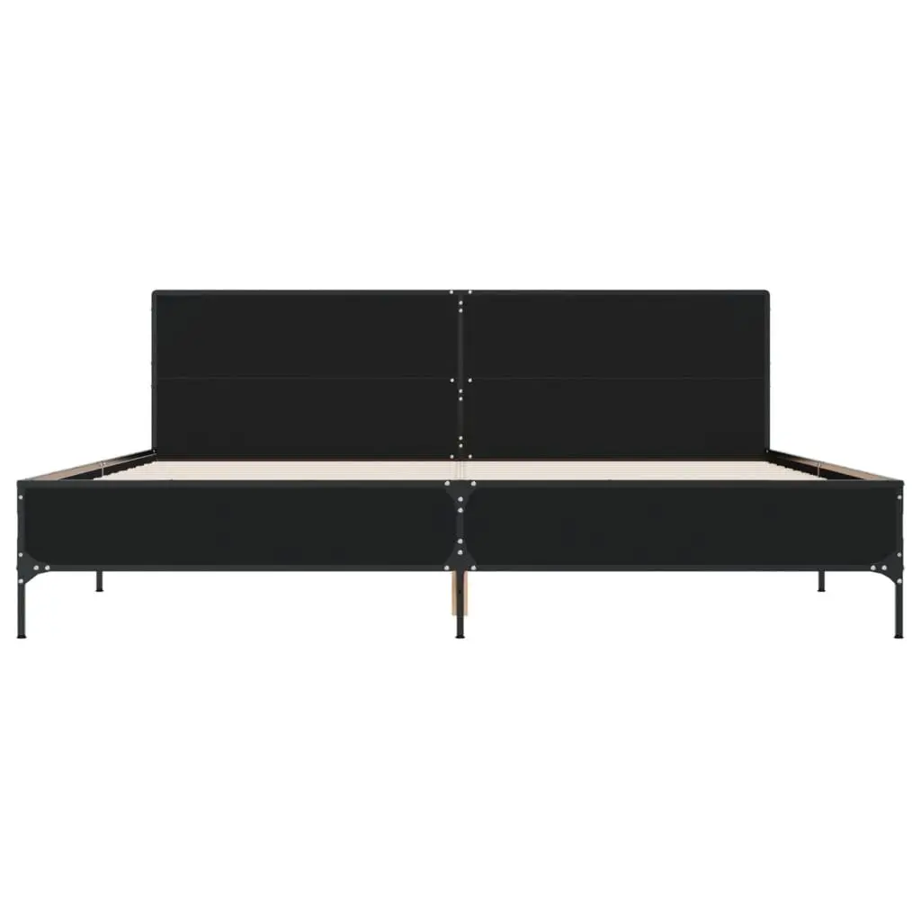 Black King Bed Frame 183x203 cm with Solid Support