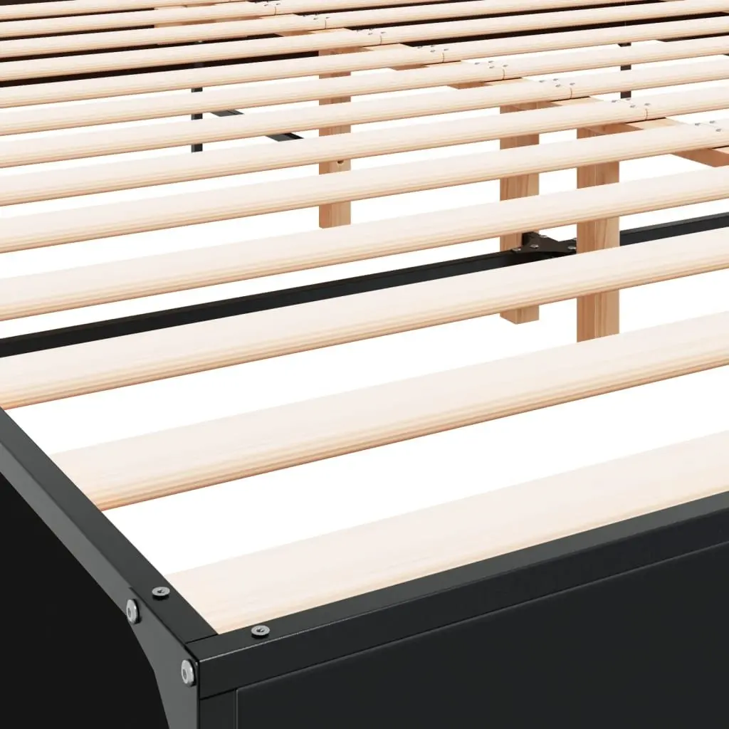Black King Bed Frame 183x203 cm with Solid Support