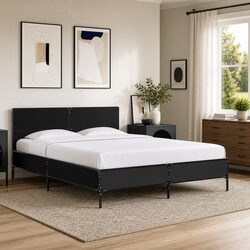 Comfortable Black Bed Frame 135x190 cm for Sound Sleep