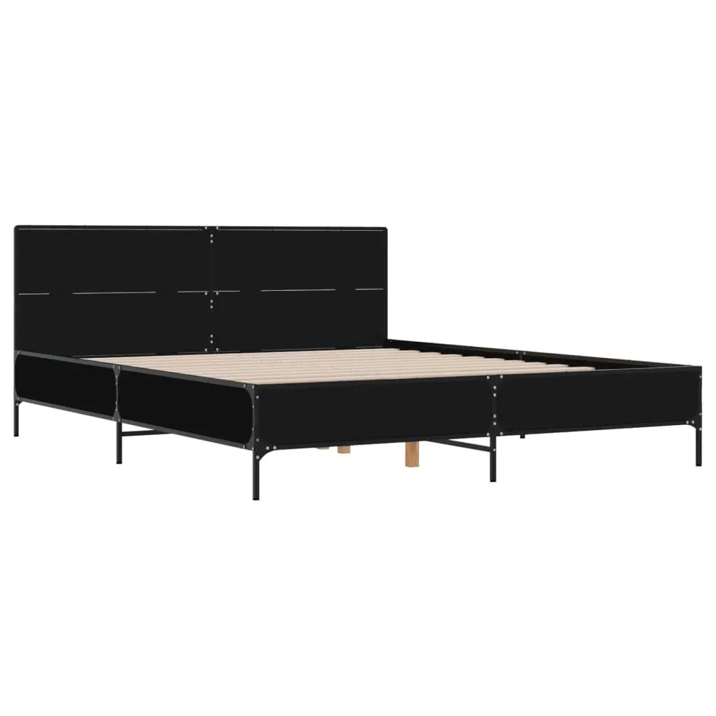 Bed Frame Black 135x190 cm Bedroom Furniture with Headboard