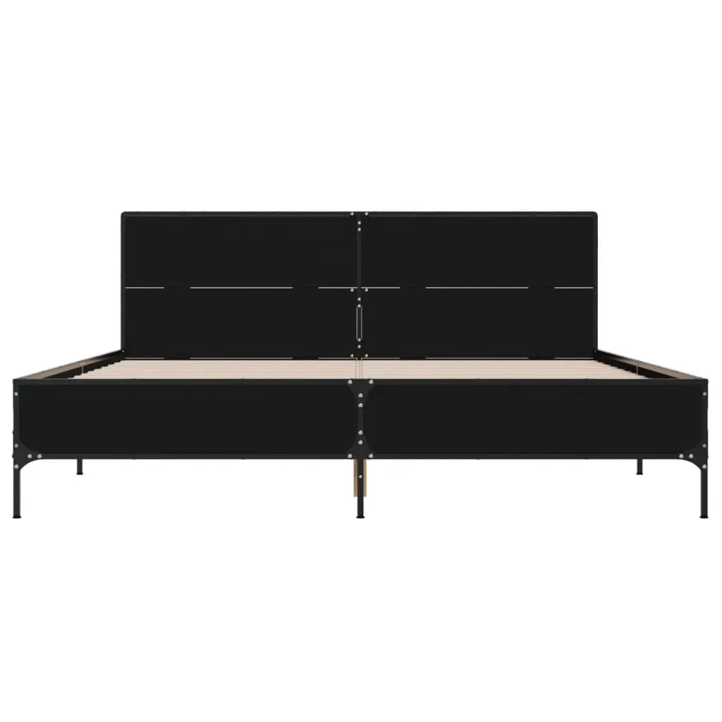 Bed Frame Black 135x190 cm Bedroom Furniture with Headboard