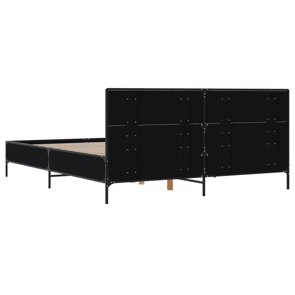 Bed Frame Black 135x190 cm Bedroom Furniture with Headboard