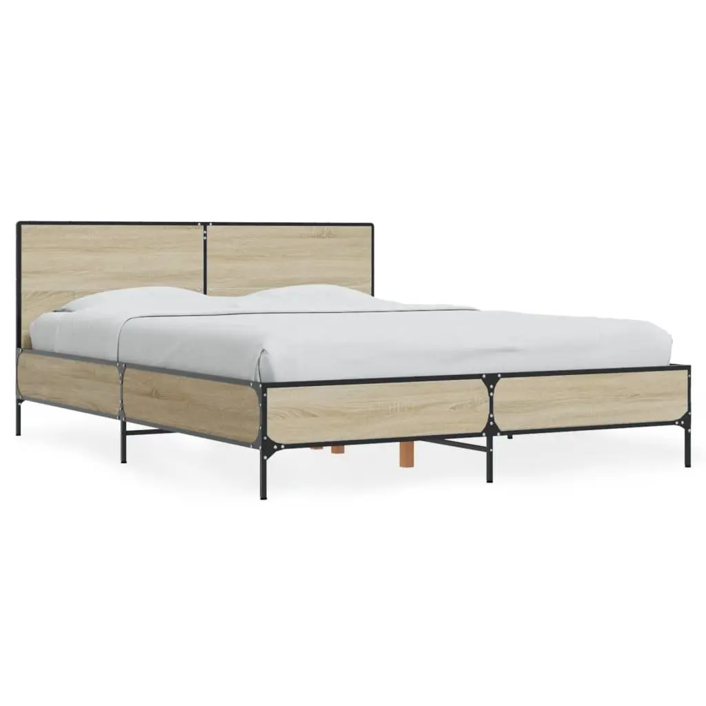 Bed Frame Queen Size 135x190 cm Slatted Base Headboard Bedroom Furniture
