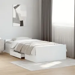 Warm and Durable White Bed Frame with Storage Drawers