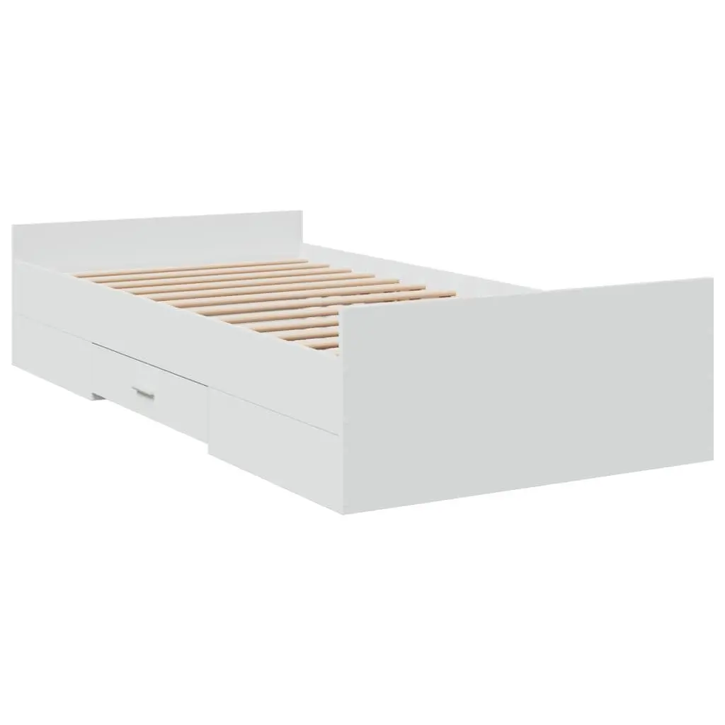 Bed Frame with Storage Drawers 90x190 cm White