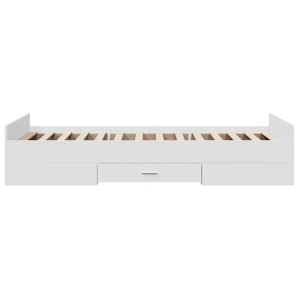 Bed Frame with Storage Drawers 90x190 cm White