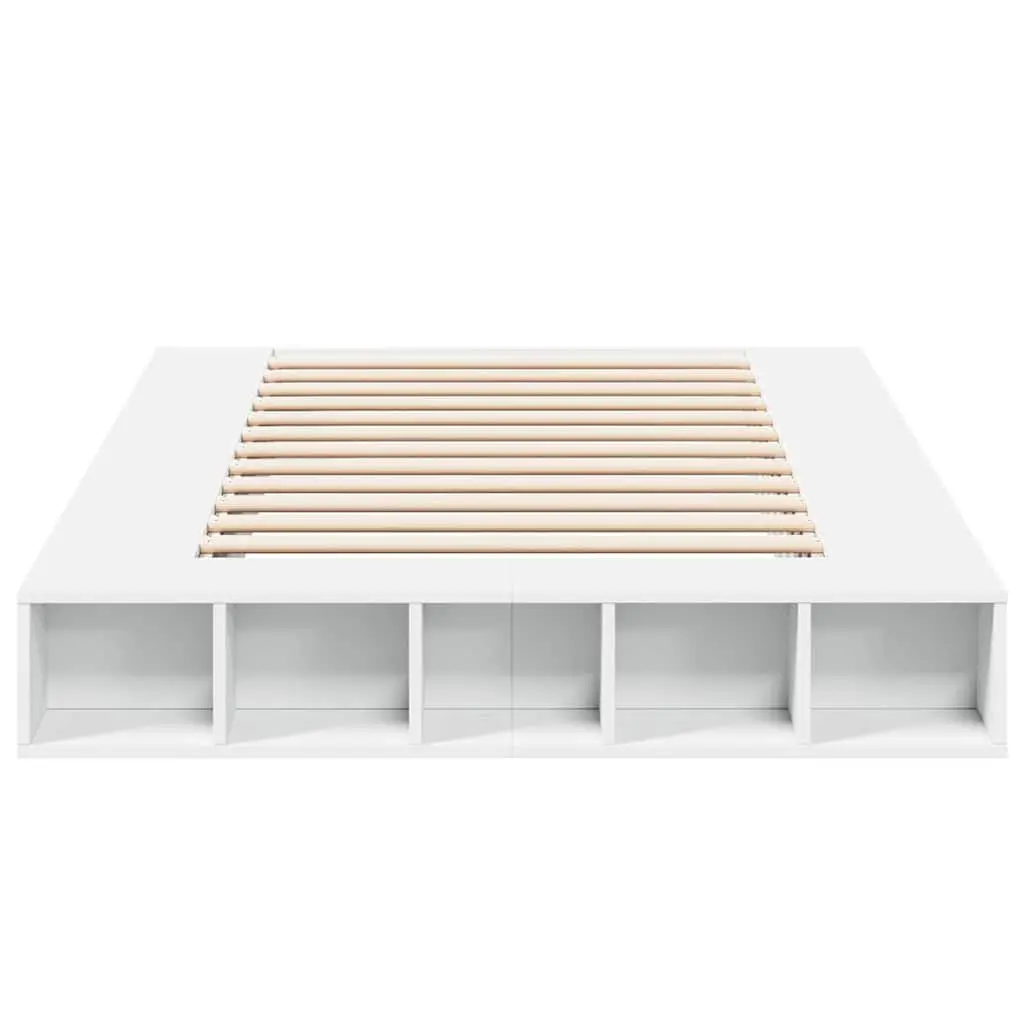 Bed Frame White 135x190 cm Slatted Base Storage Compartments Bedroom Furniture