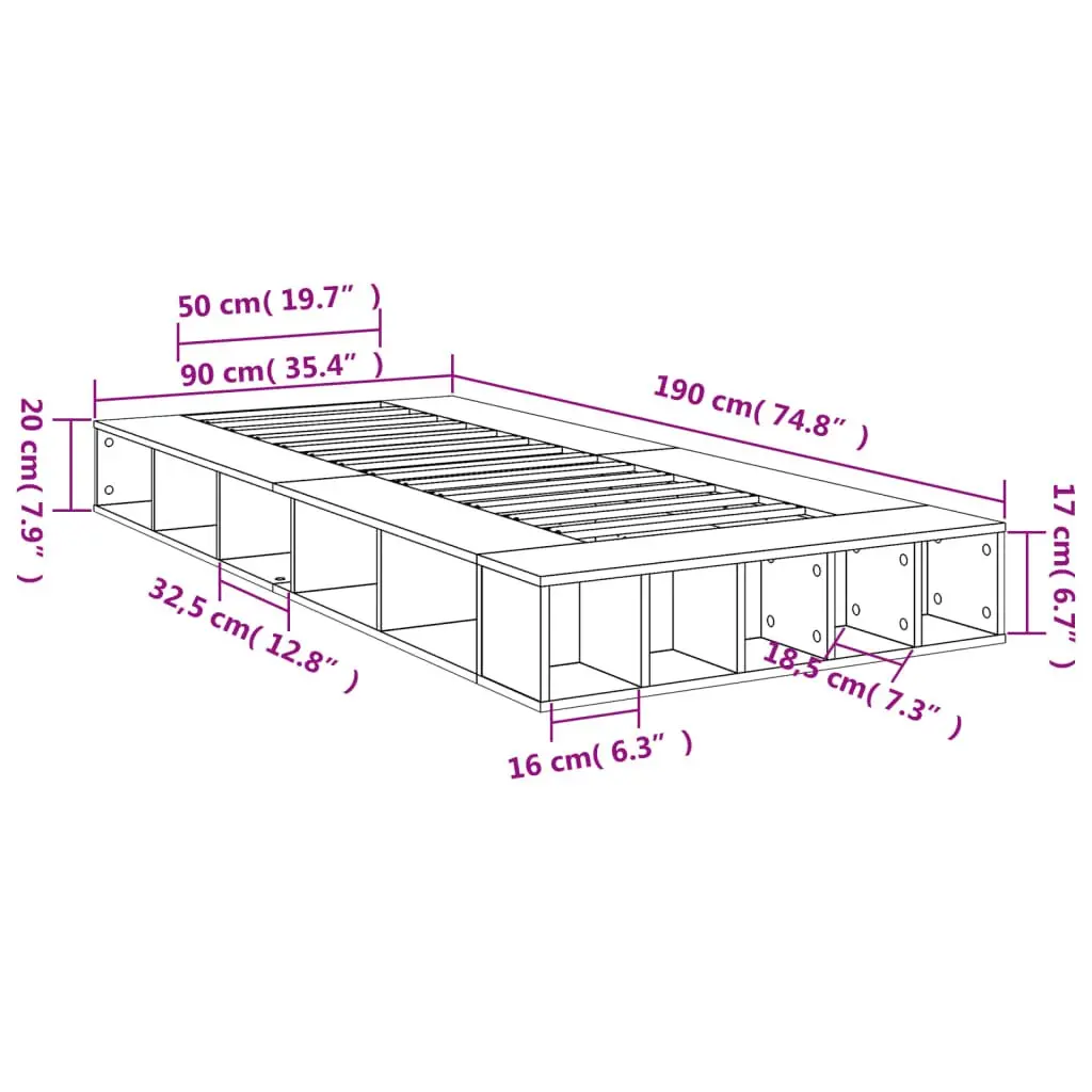 White Bed Frame 90x190 cm