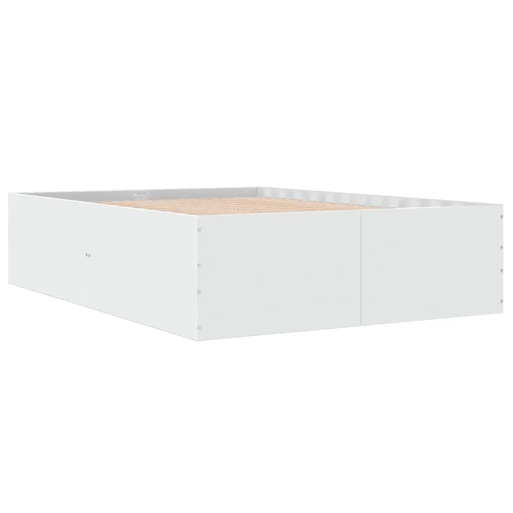 White Bed Frame 135x190 cm with Slats