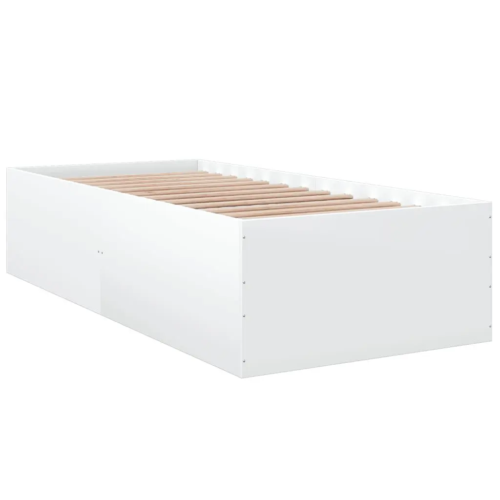 White 90x190 cm Bed Frame with Robust Slatted Base