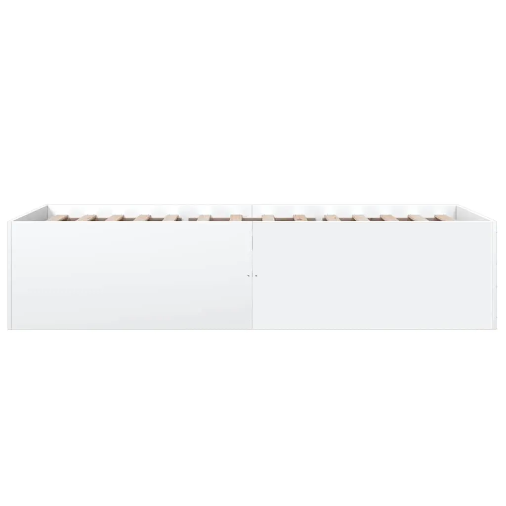 White 90x190 cm Bed Frame with Robust Slatted Base