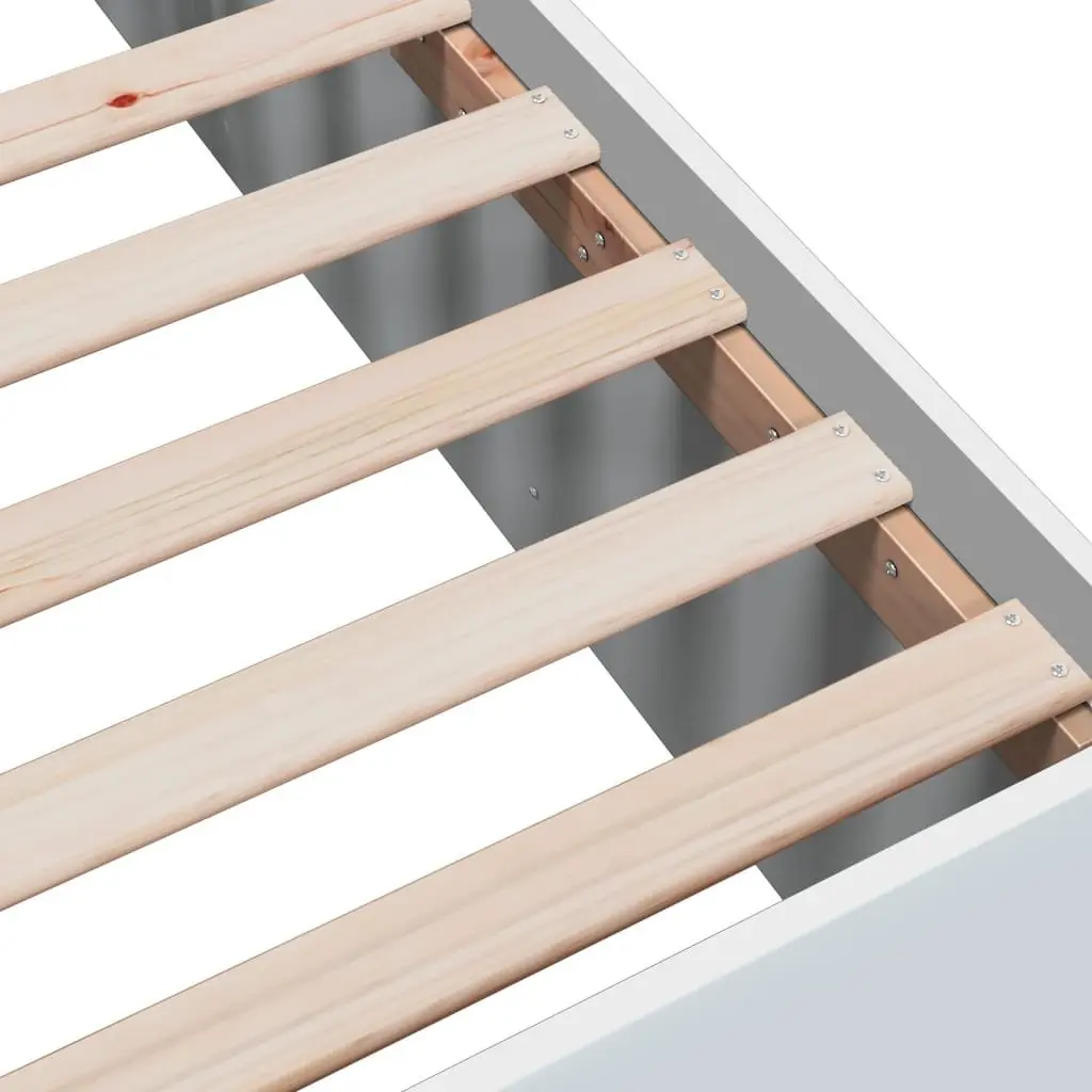 White 90x190 cm Bed Frame with Robust Slatted Base