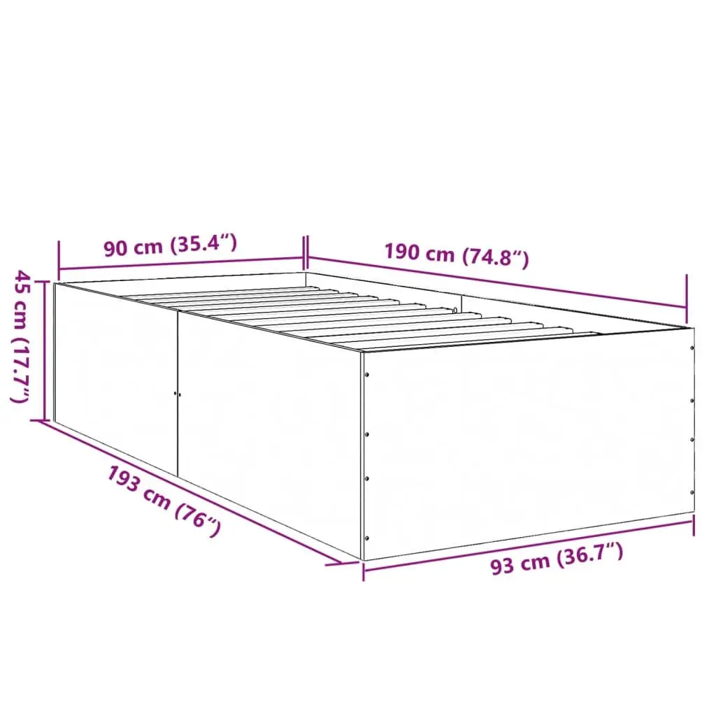 White 90x190 cm Bed Frame with Robust Slatted Base