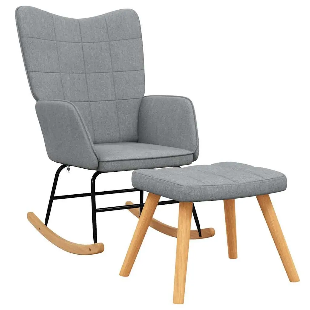 Grey Rocking Chair with Stool for Comfort