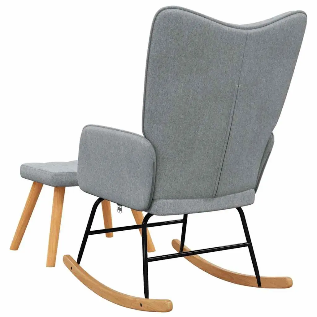 Grey Rocking Chair with Stool for Comfort