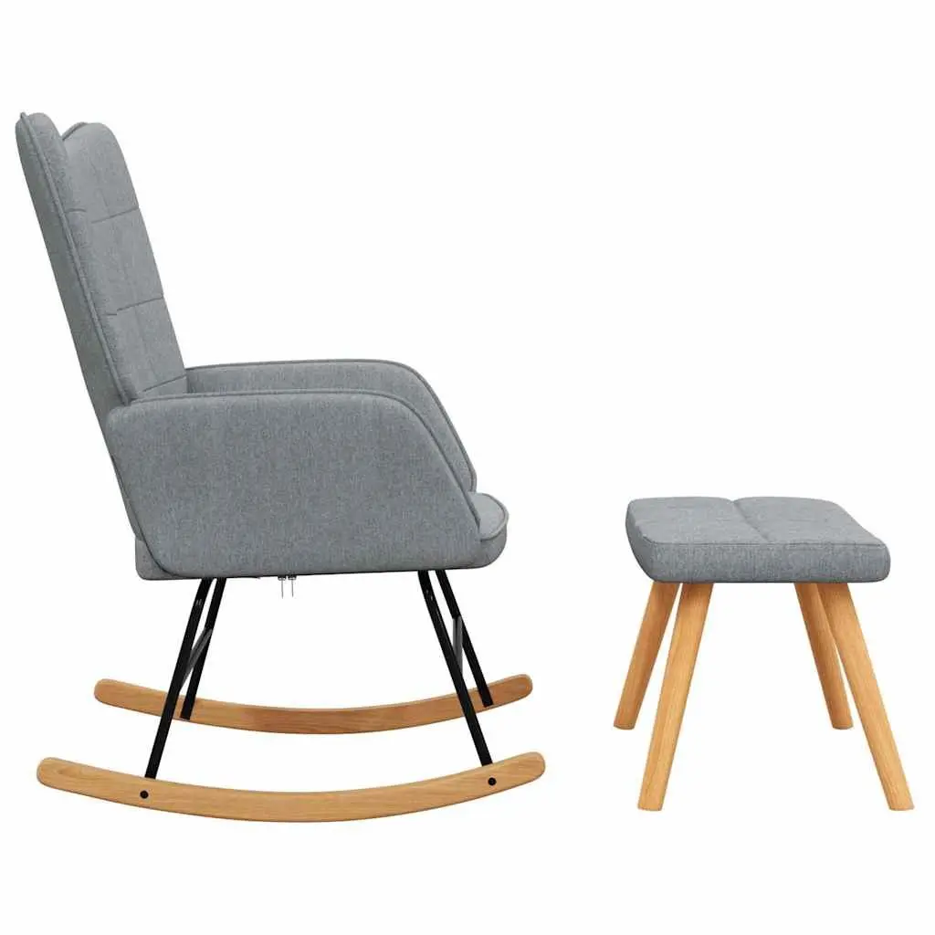 Grey Rocking Chair with Stool for Comfort