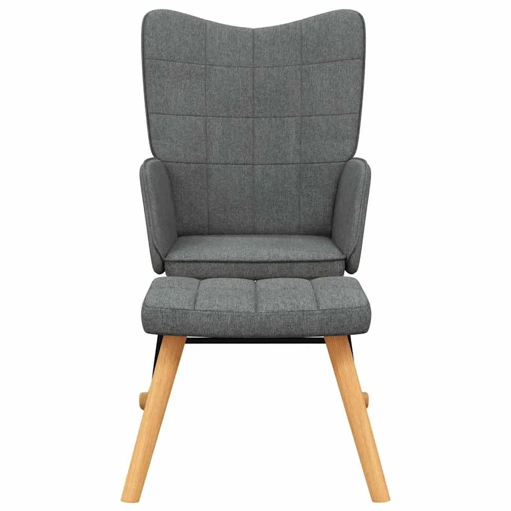 Rocking Chair with Footstool Relaxing Lounge Seat Dark Grey Fabric