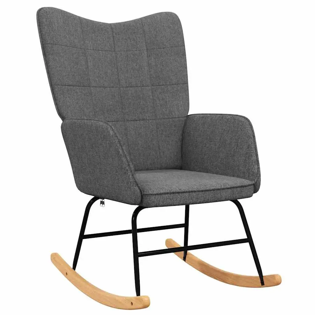 Rocking Chair with Footstool Relaxing Lounge Seat Dark Grey Fabric