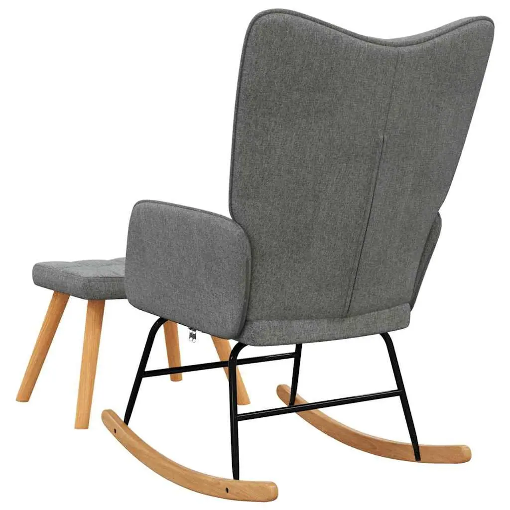 Rocking Chair with Footstool Relaxing Lounge Seat Dark Grey Fabric