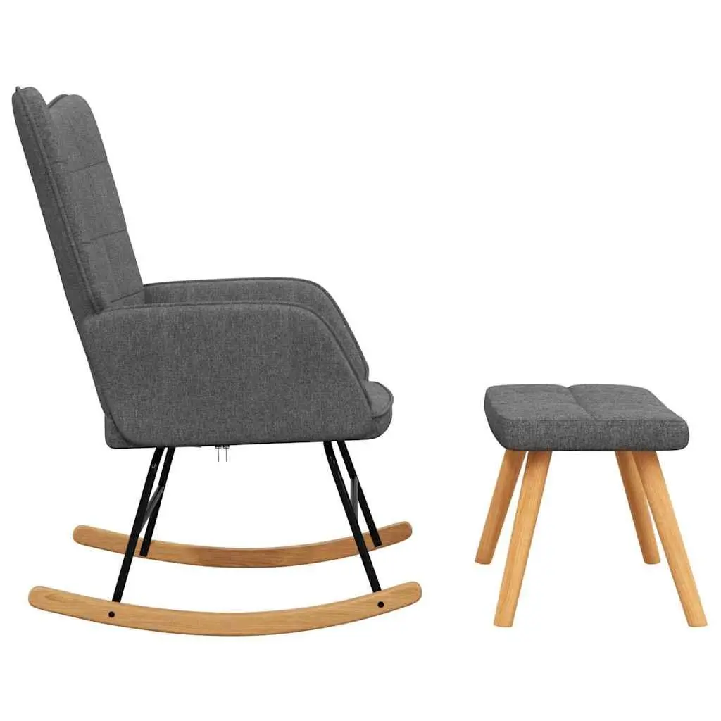 Rocking Chair with Footstool Relaxing Lounge Seat Dark Grey Fabric