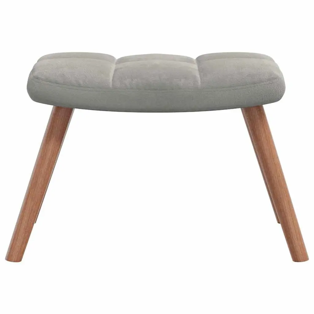Armchair Footstool Relaxing Light Grey Velvet Upholstered Living Room
