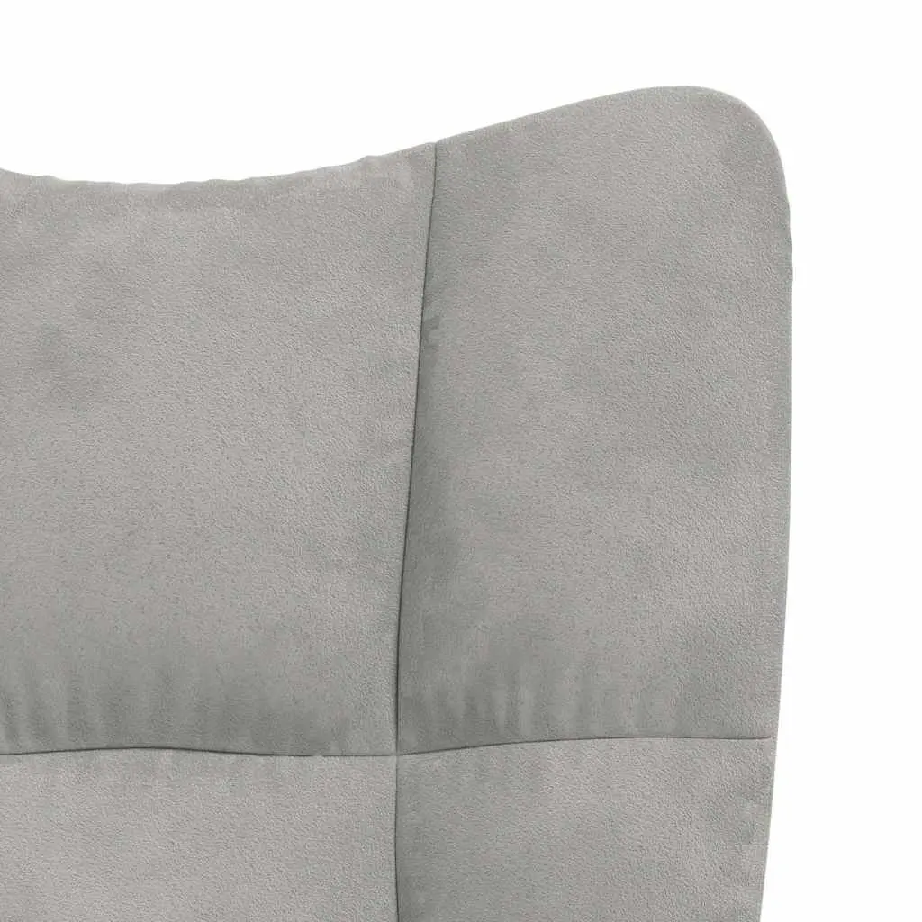 Armchair Footstool Relaxing Light Grey Velvet Upholstered Living Room