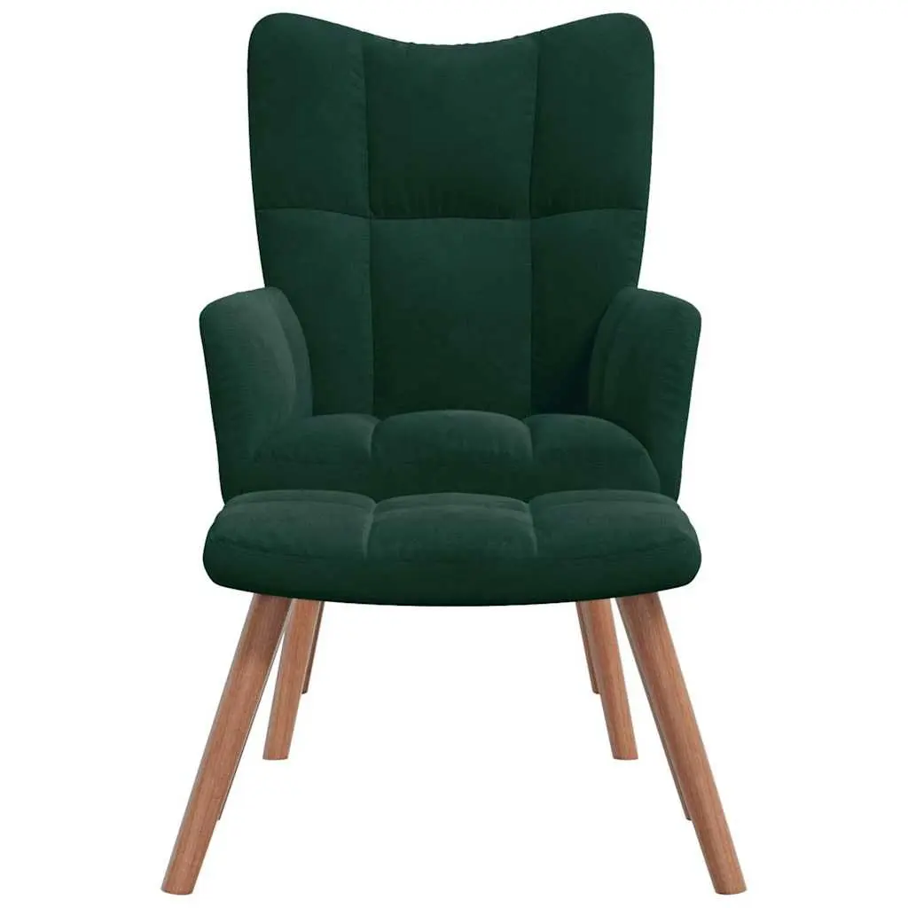 Green Velvet Chair and Stool for Home Use
