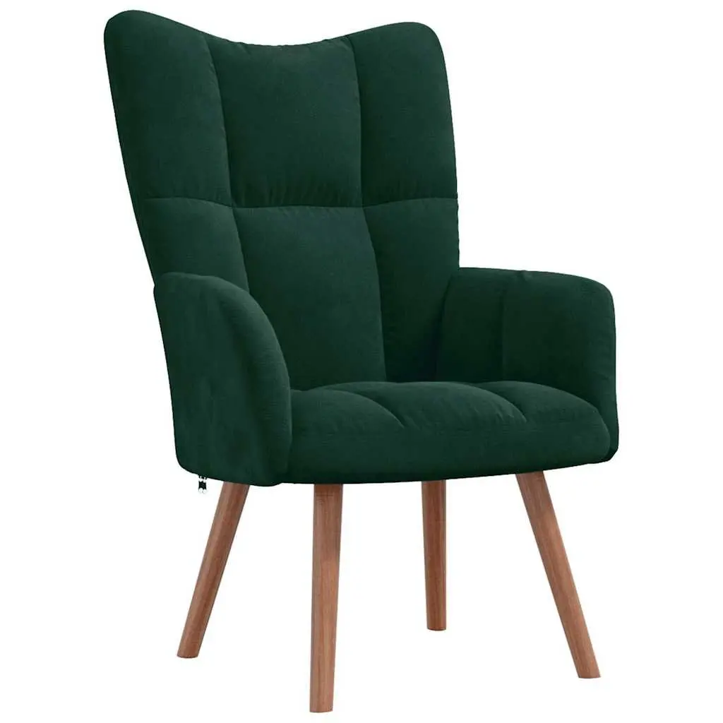 Green Velvet Chair and Stool for Home Use