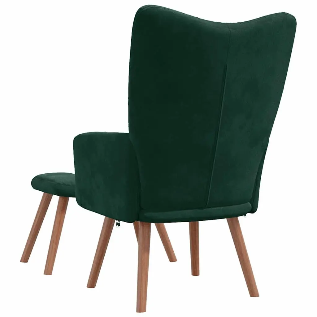 Green Velvet Chair and Stool for Home Use