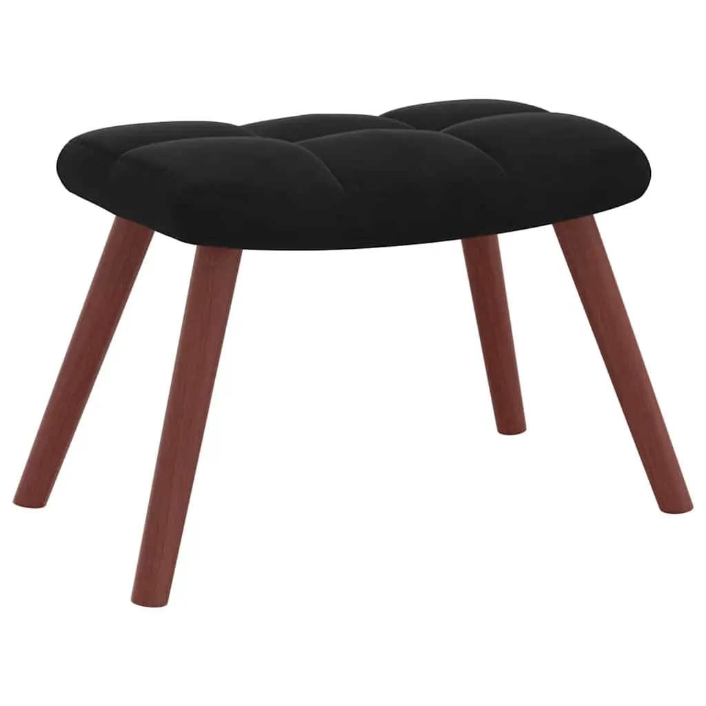 Armchair Footstool Relaxing Black Velvet Padded