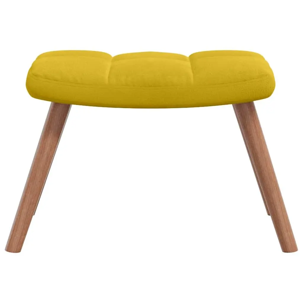 Mustard Yellow Velvet Relaxing Armchair with Footstool Padded Lounge Chair Set