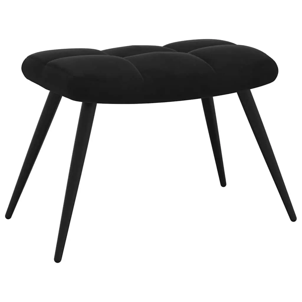 Black Velvet Armchair with Footstool Accent Chair Relaxing Lounge Chair