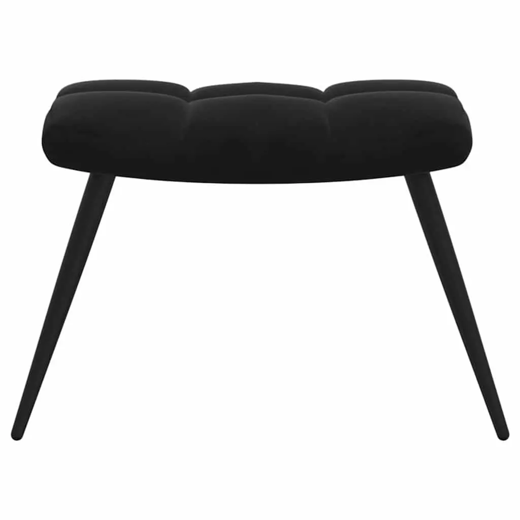 Black Velvet Armchair with Footstool Accent Chair Relaxing Lounge Chair
