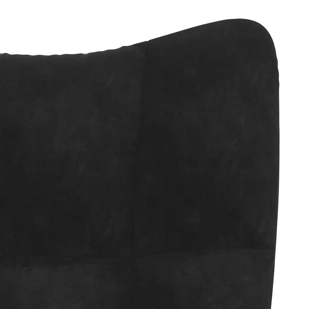 Black Velvet Armchair with Footstool Accent Chair Relaxing Lounge Chair