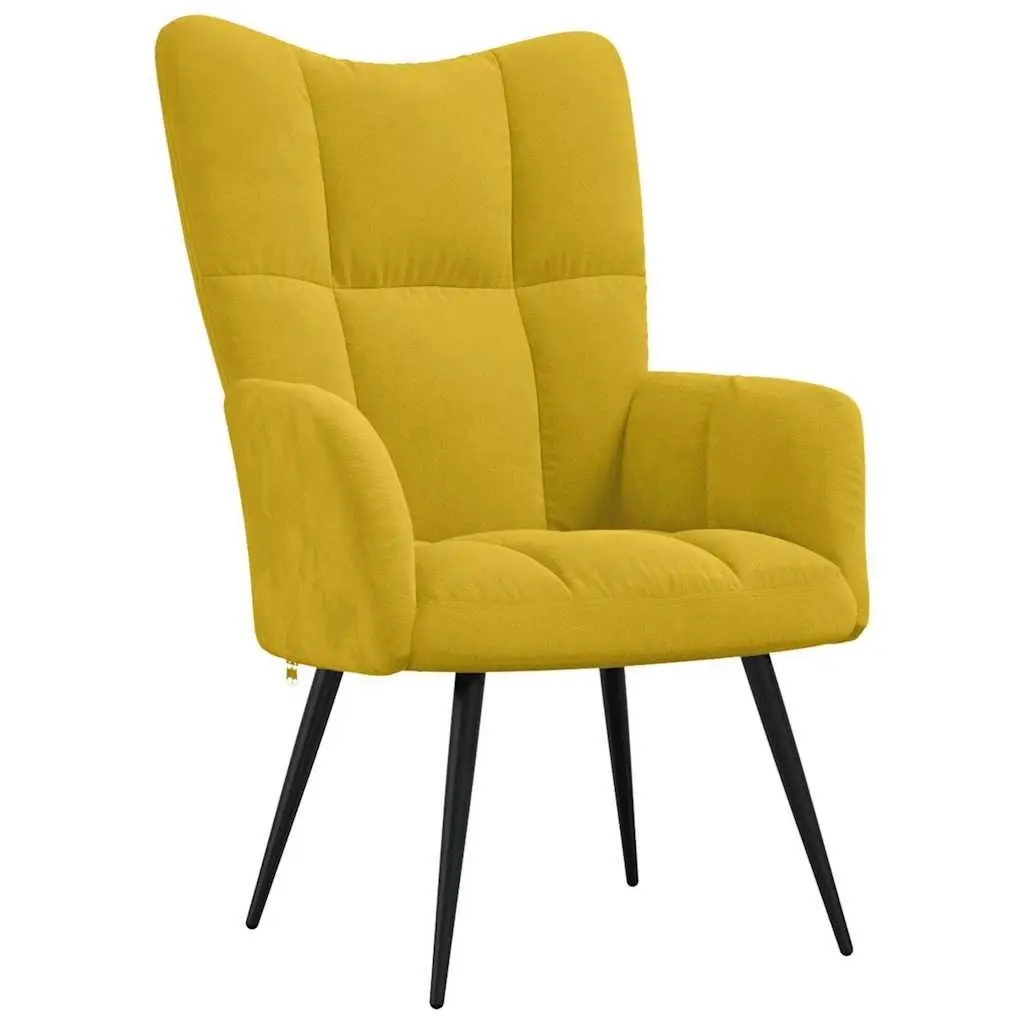 Velvet Armchair with Stool Relaxing Chair Mustard Yellow