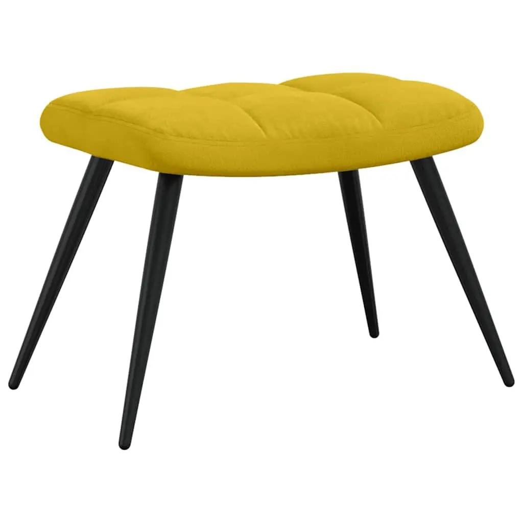 Velvet Armchair with Stool Relaxing Chair Mustard Yellow