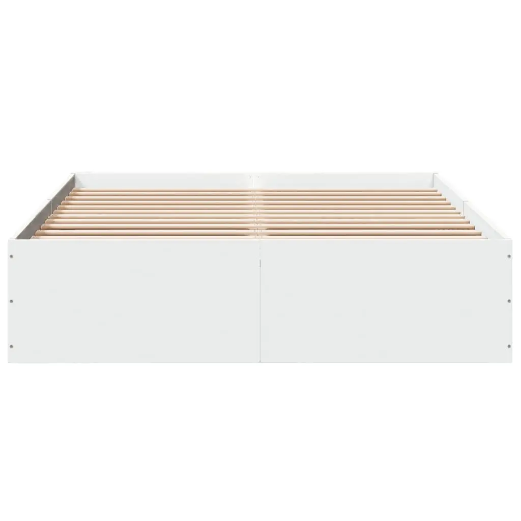 Bed Frame White 135x190 cm Modern Design Engineered Wood Slats Support