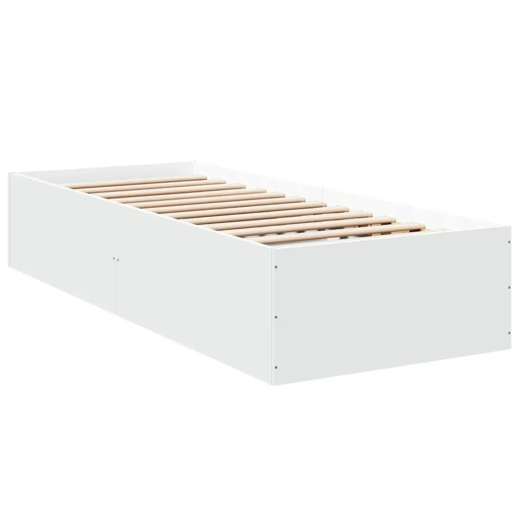 Bed Frame White 90x190 cm Modern Design Engineered Wood Slatted Base Support