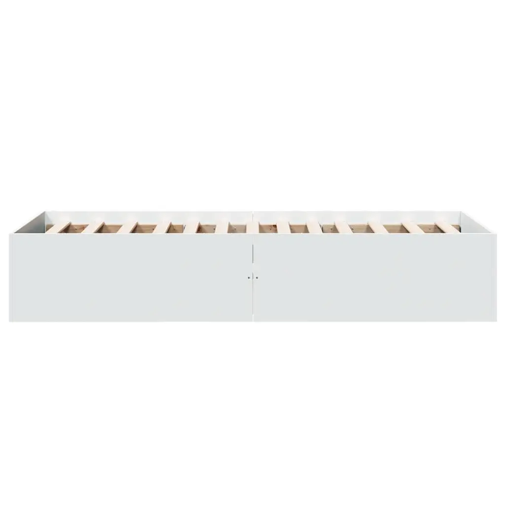 Bed Frame White 90x190 cm Modern Design Engineered Wood Slatted Base Support