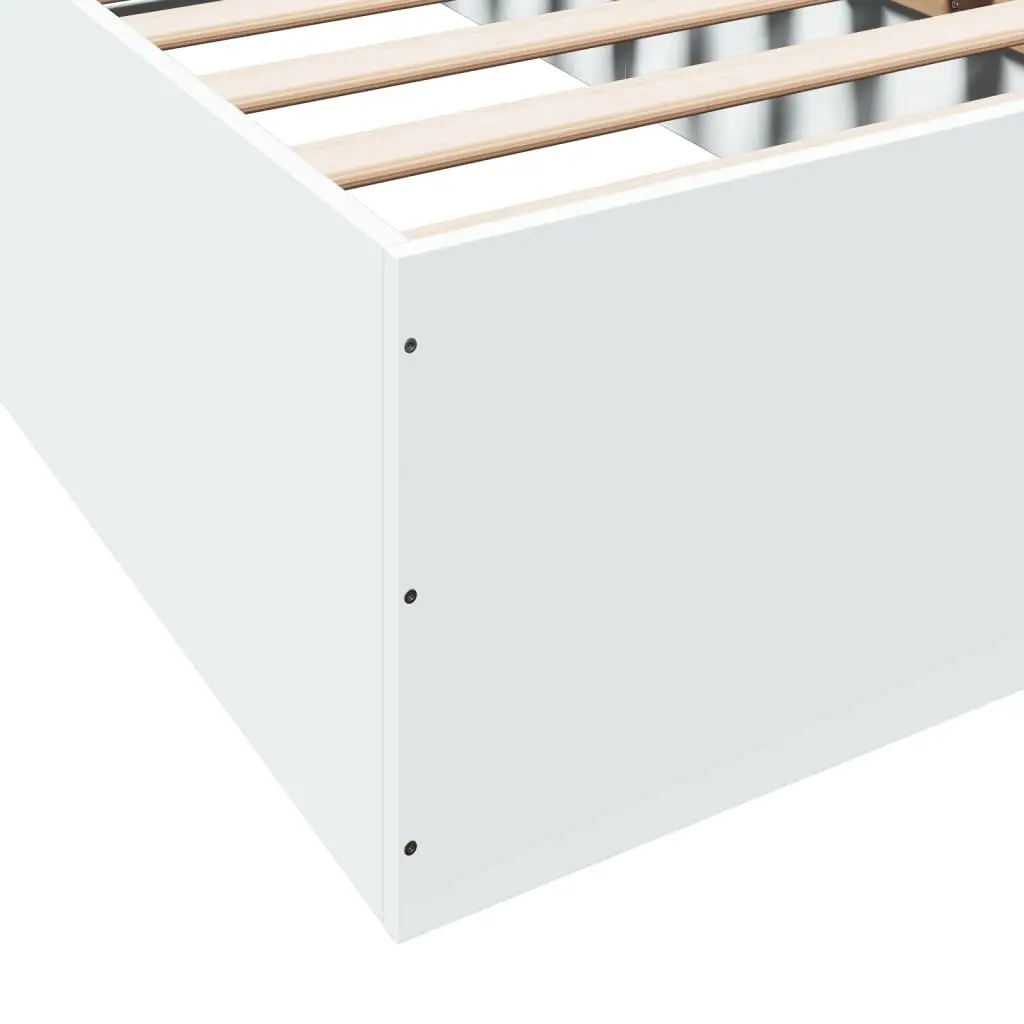 Bed Frame White 90x190 cm Modern Design Engineered Wood Slatted Base Support